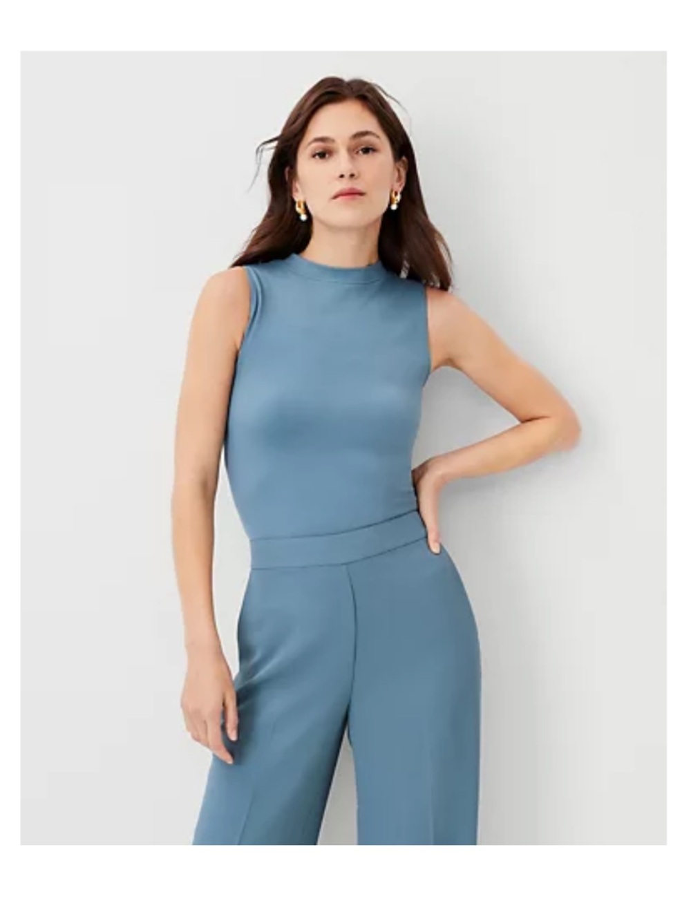 Ann Taylor Modern Sleeveless Shell Top in Blue Echo NWT